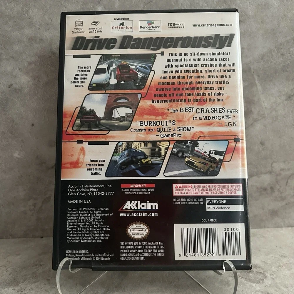 Burnout (Nintendo GameCube, 2002) Disc And Artwork Only No Manual